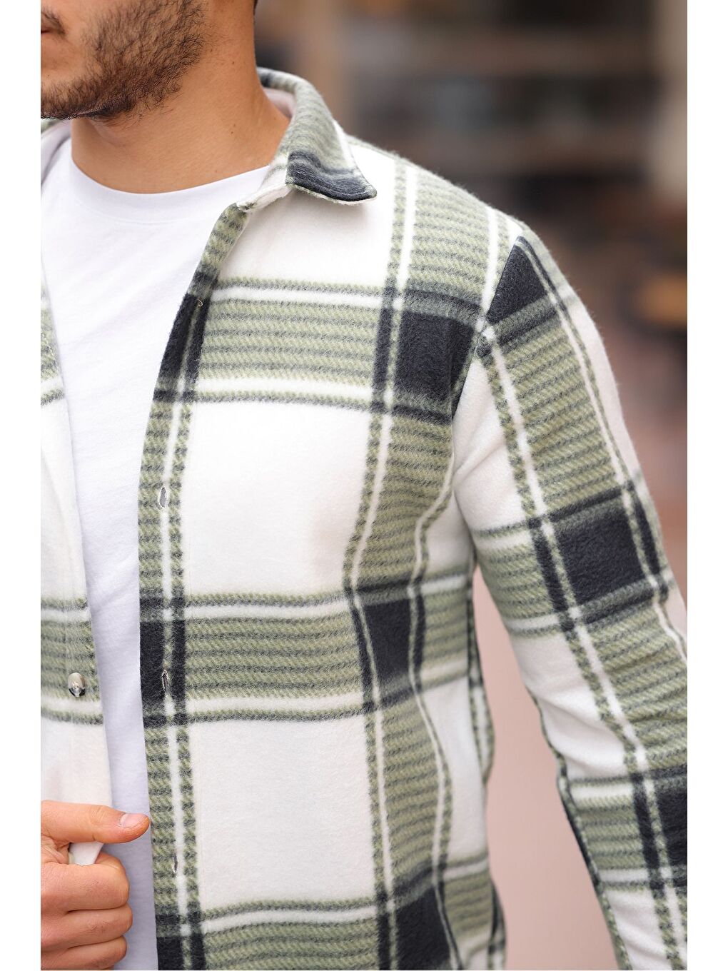 Yeşil Kareli Polar Gömlek-1