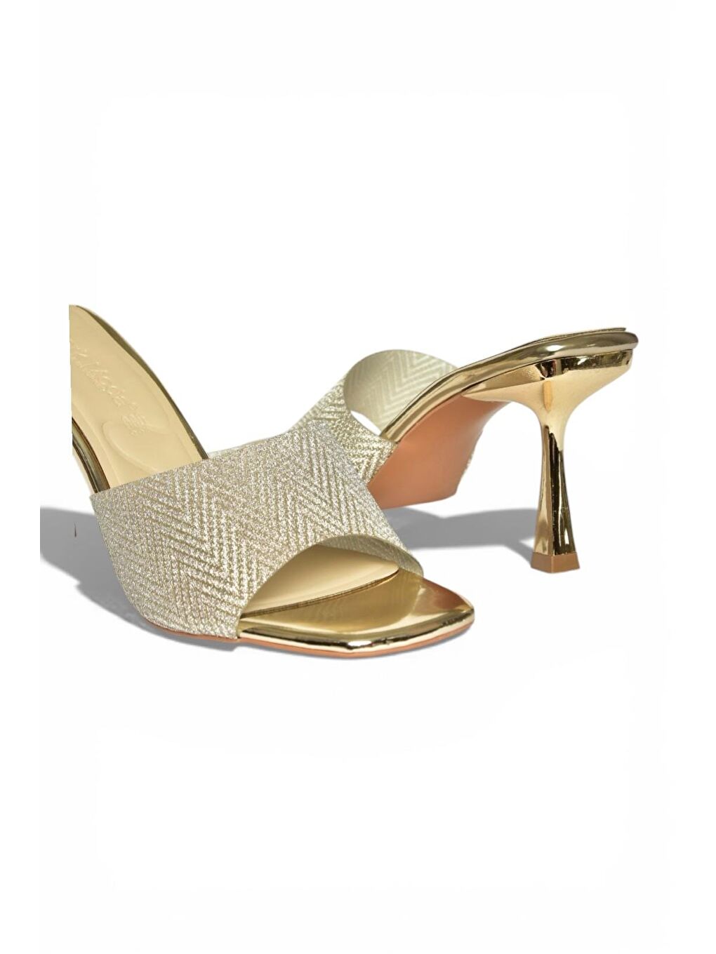 Sarı Altın Kadın Topuklu Terlik Y820179134-6