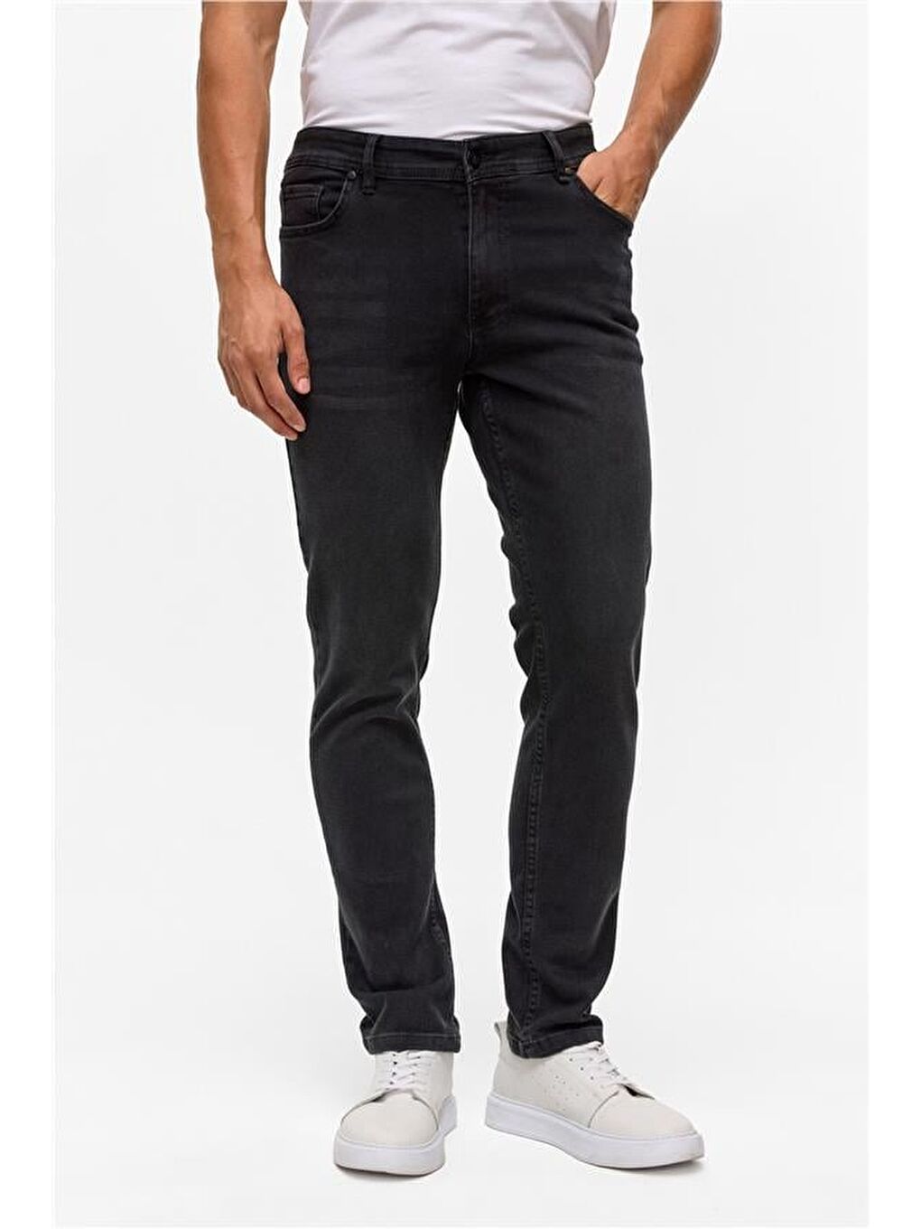 Gri Slim Denim Pantolon-1