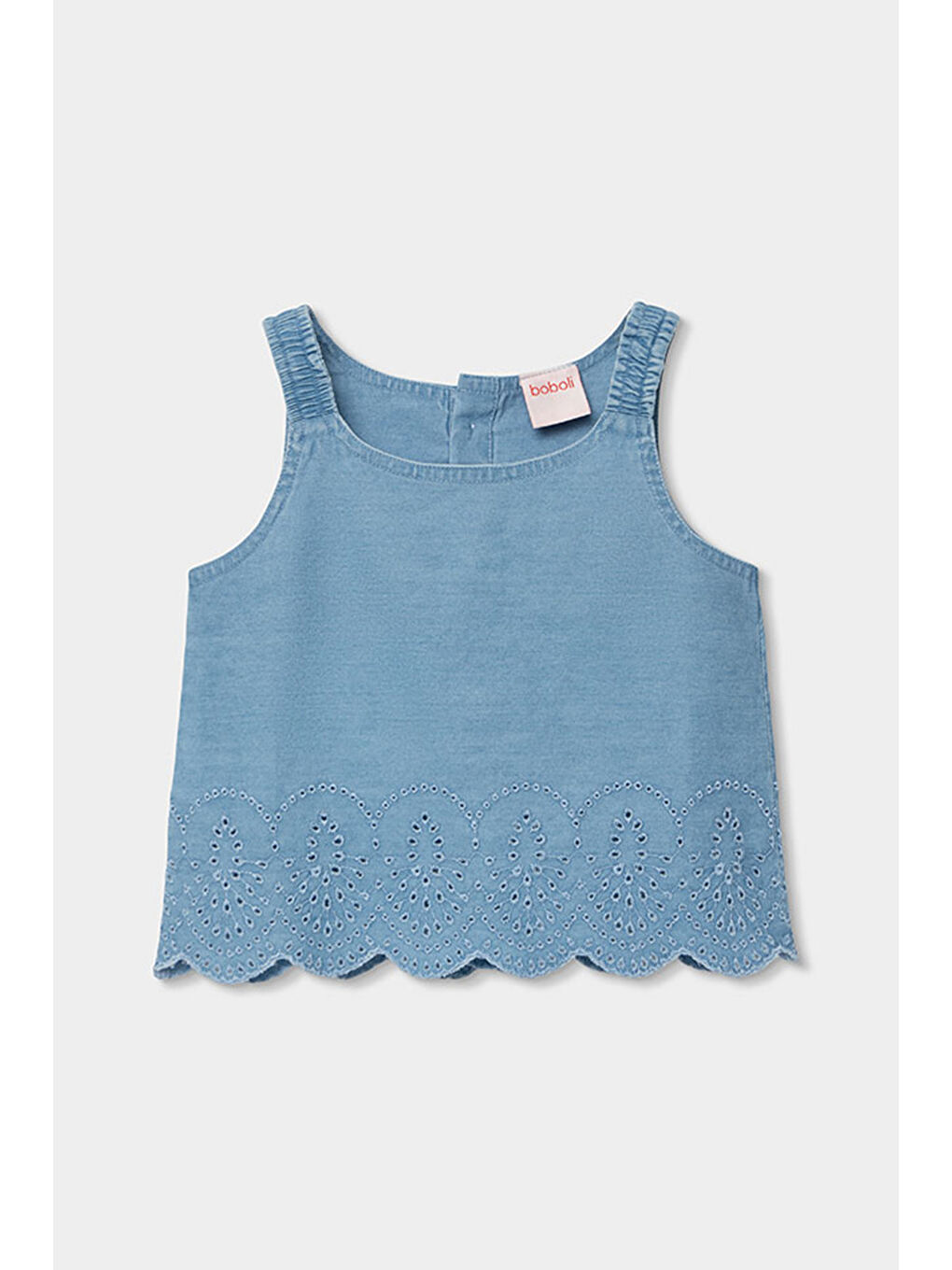 Jakarlı Denim Bluz 2-6 Yaş Mavi-1