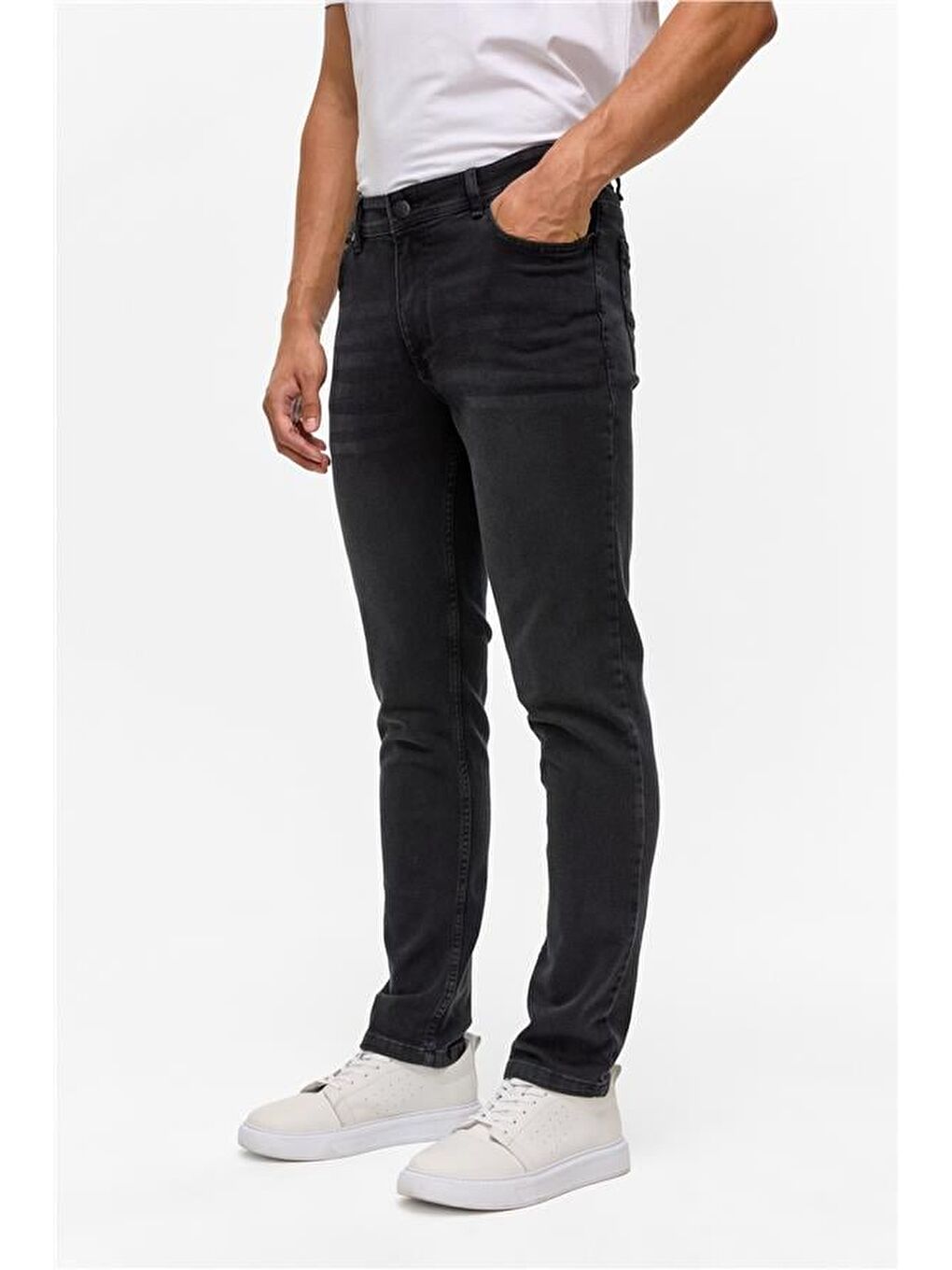 Gri Slim Denim Pantolon-2