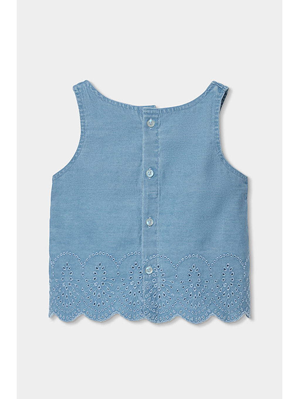 Jakarlı Denim Bluz 2-6 Yaş Mavi-2