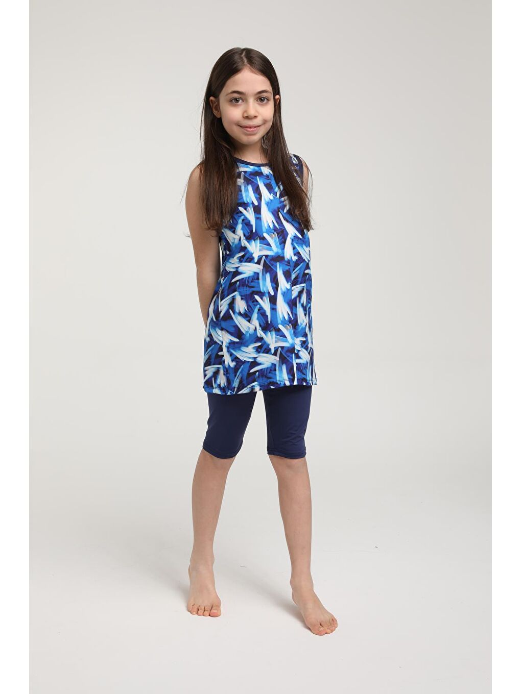 Lacivert Kolsuz Taytlı Kız Çocuk Mayo 3505