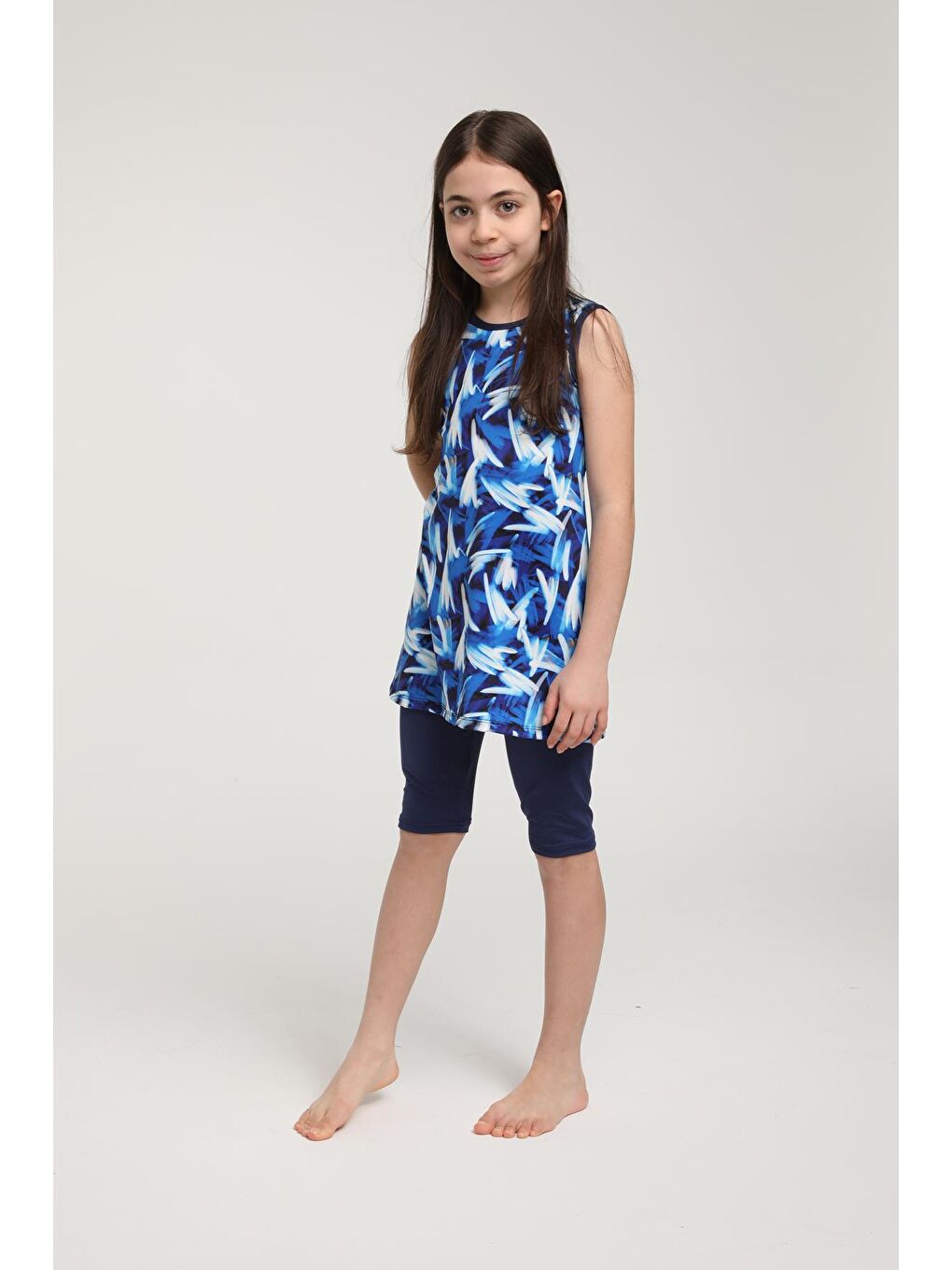 Lacivert Kolsuz Taytlı Kız Çocuk Mayo 3505-2