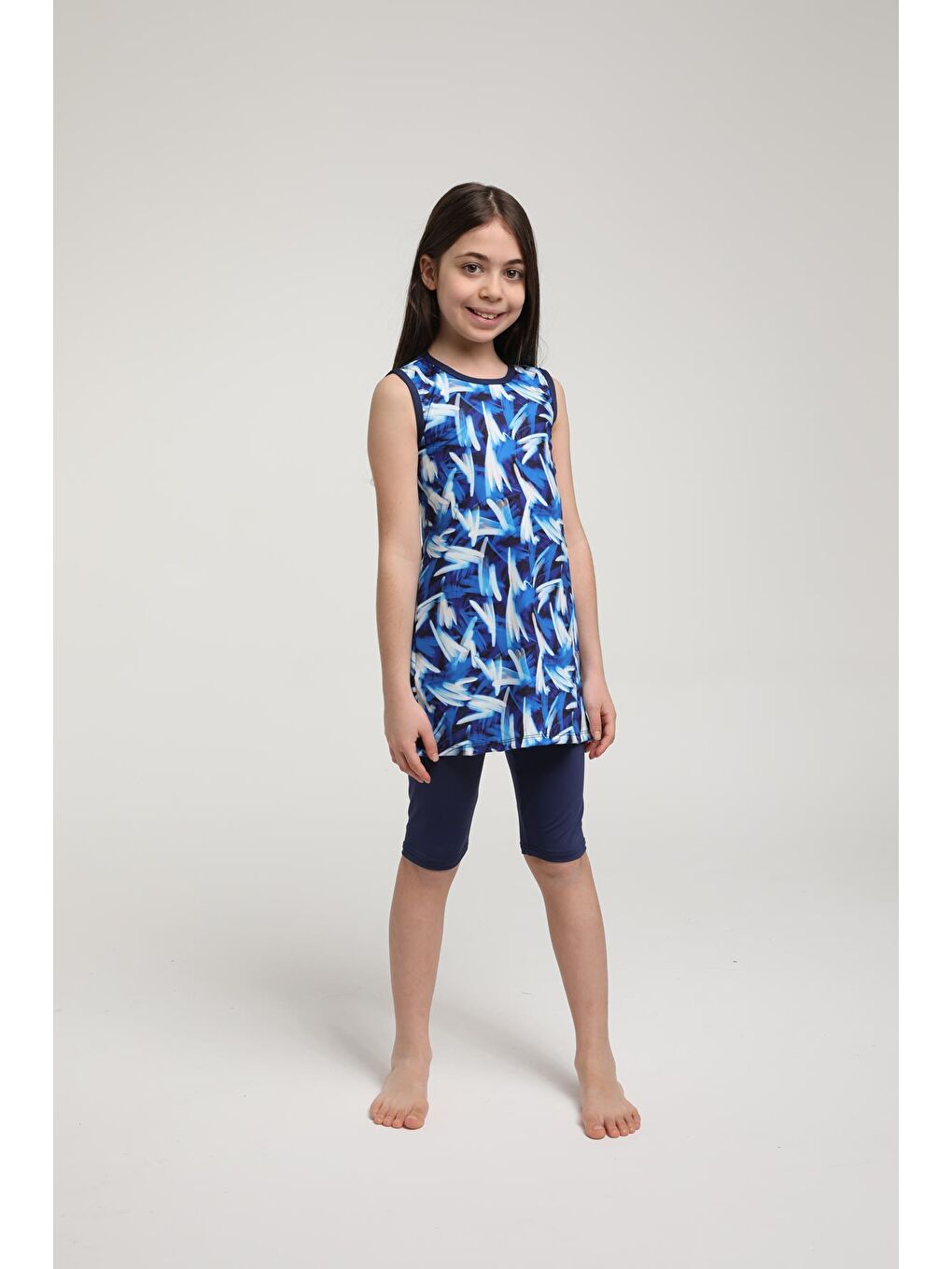 Lacivert Kolsuz Taytlı Kız Çocuk Mayo 3505-3