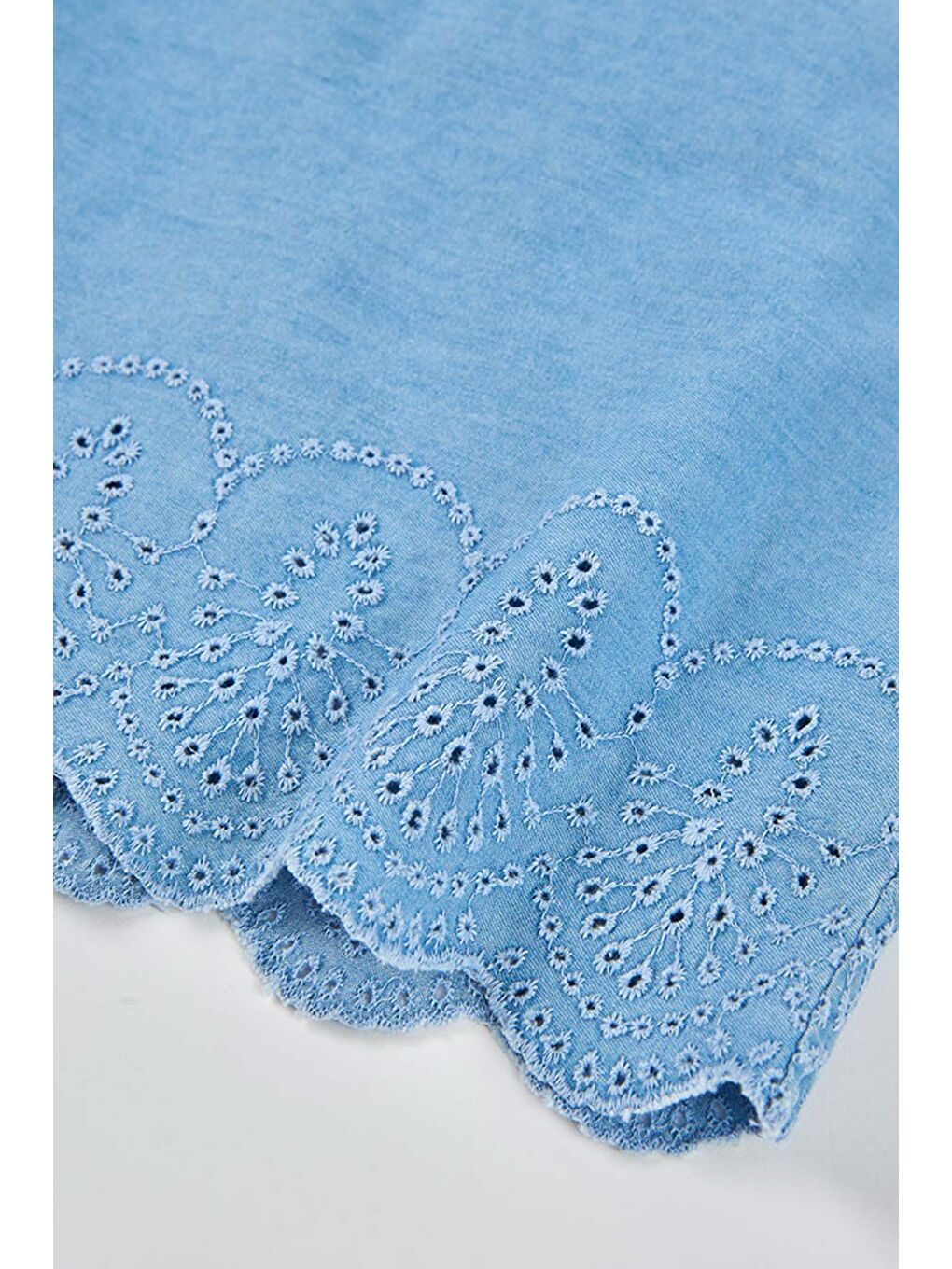 Jakarlı Denim Bluz 2-6 Yaş Mavi-4