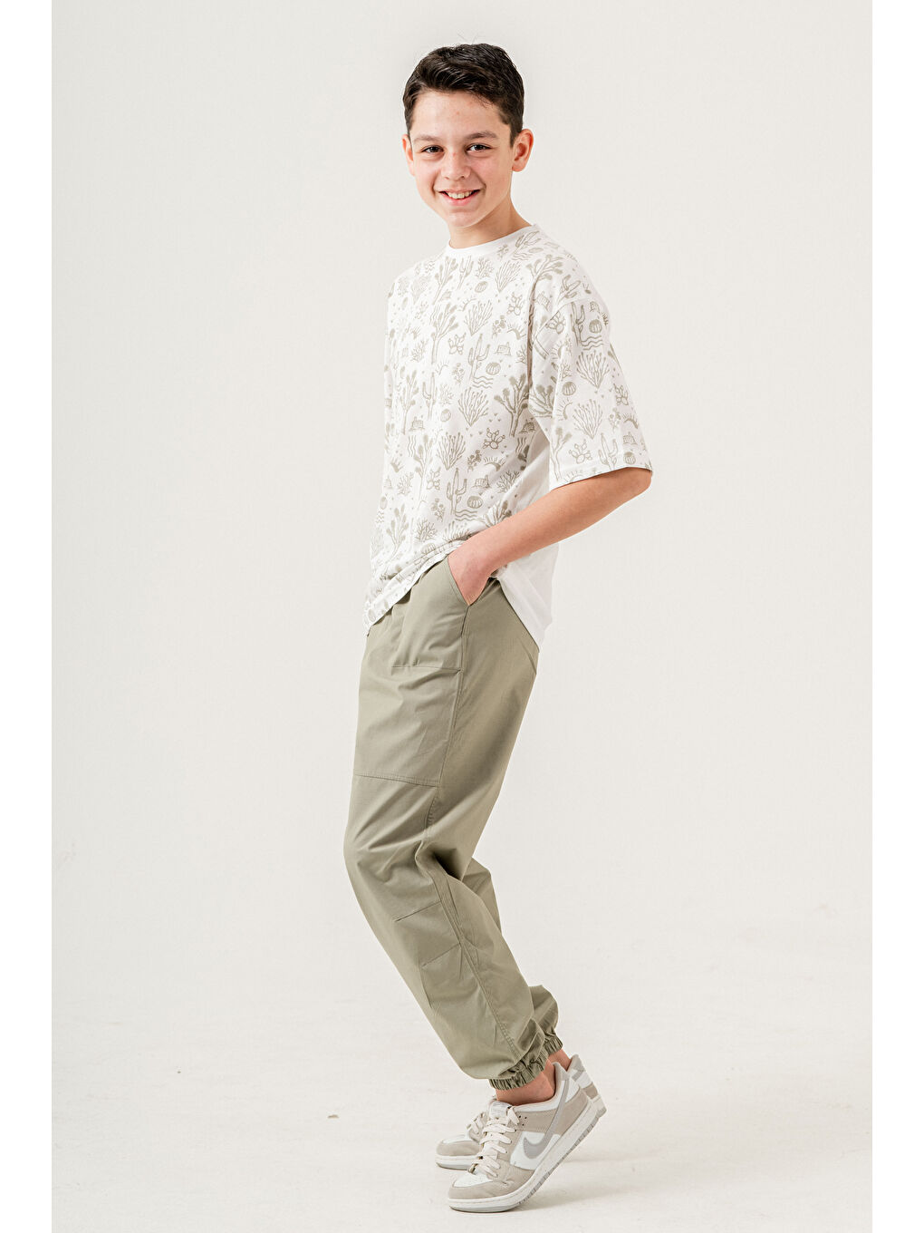 Haki Erkek Çocuk 2'li Takım (T-Shirt+Jogger Pantolon) P1027-3