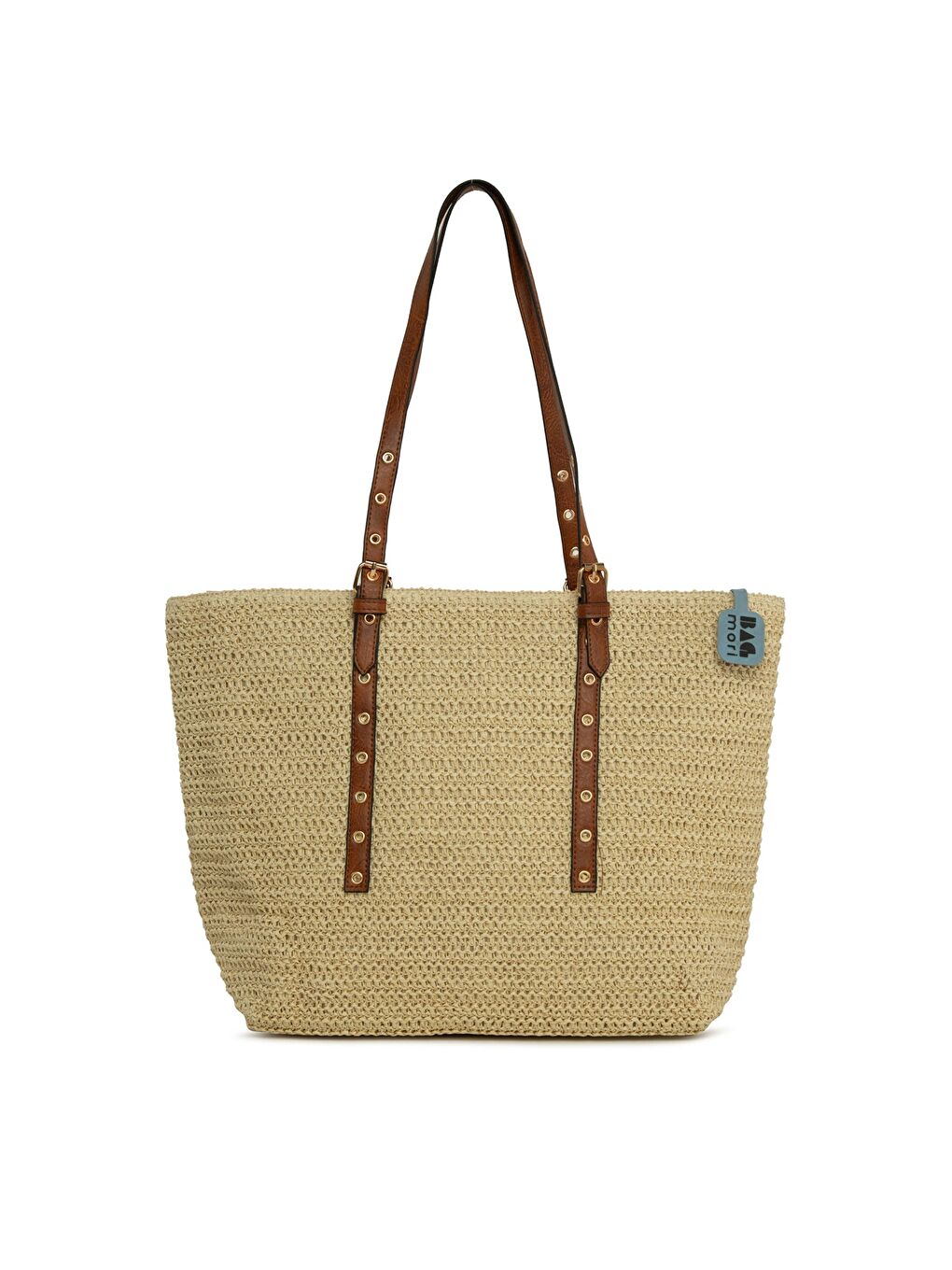 Ekru Kemer Detaylı Tote Hasır Çanta