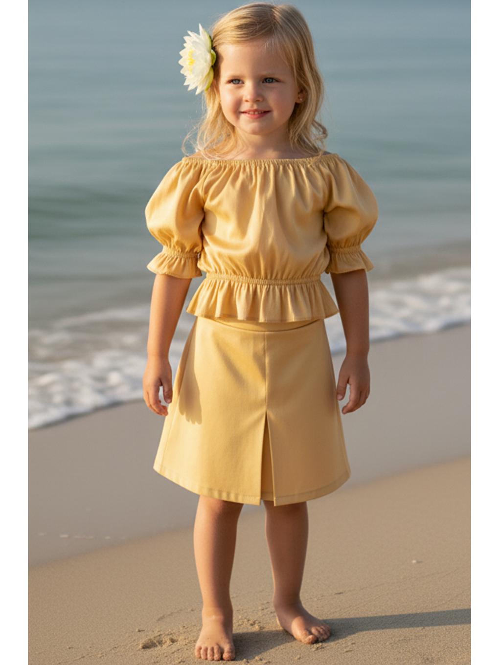Sarı Kız Çocuk Alina Madonna Gold Etek Bluz Takım