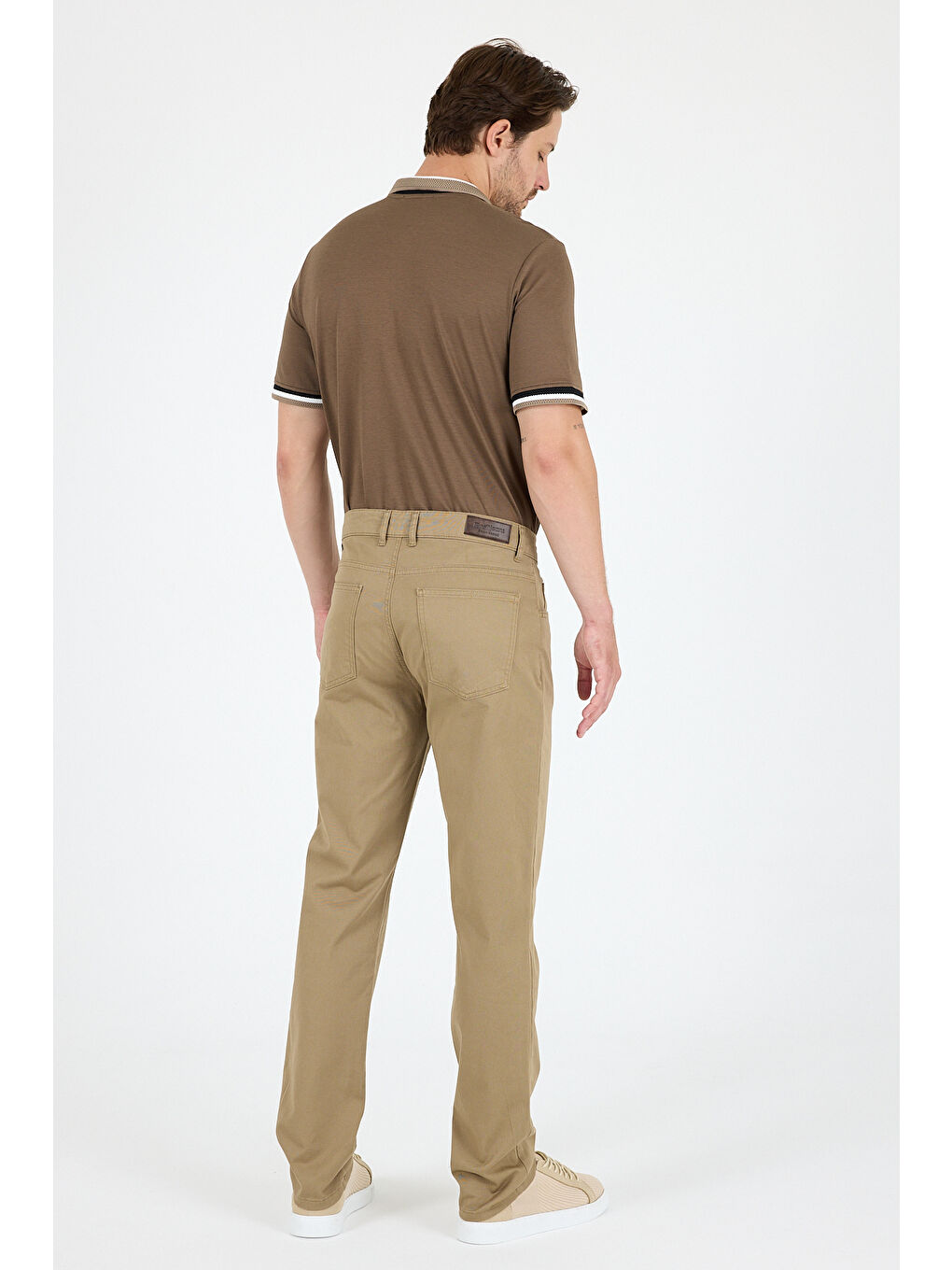 Kahverengi Erkek Regular Fit Gabardin %98 Pamuk %2 Elastan Rahat Günlük Klasik Düz Kesim Pantolon-1