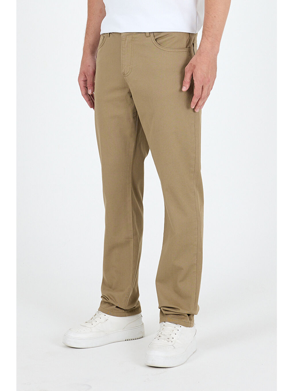 Kahverengi Erkek Regular Fit Gabardin %98 Pamuk %2 Elastan Rahat Günlük Klasik Düz Kesim Pantolon-2