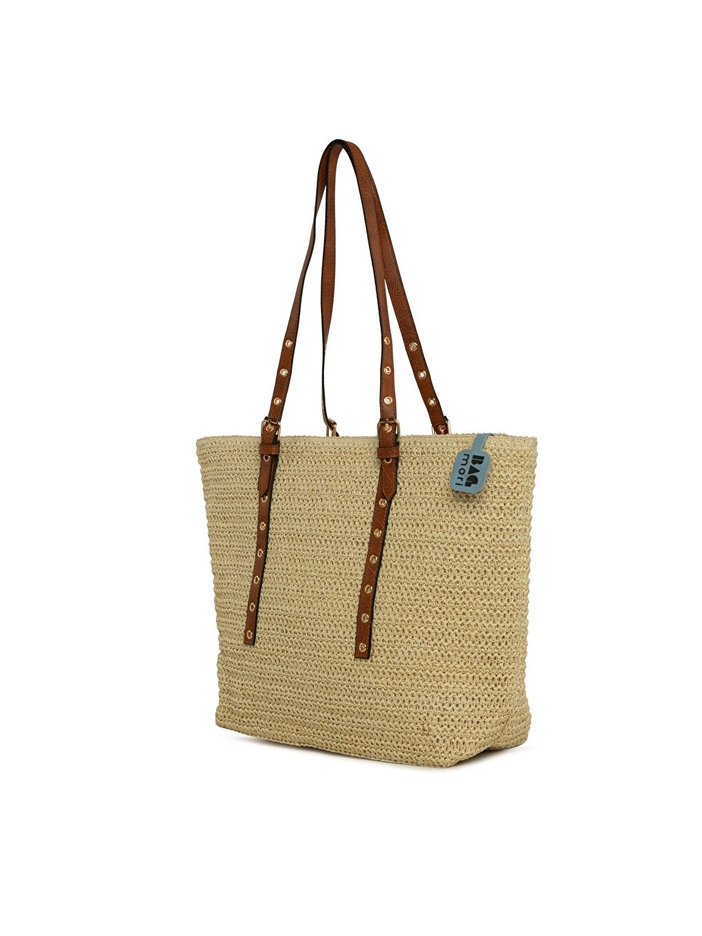 Ekru Kemer Detaylı Tote Hasır Çanta-1