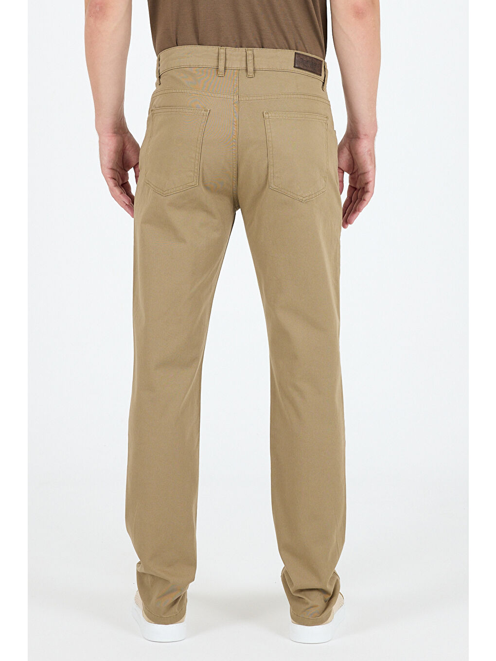 Kahverengi Erkek Regular Fit Gabardin %98 Pamuk %2 Elastan Rahat Günlük Klasik Düz Kesim Pantolon-4