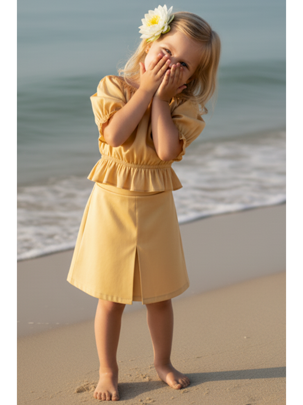 Sarı Kız Çocuk Alina Madonna Gold Etek Bluz Takım-1
