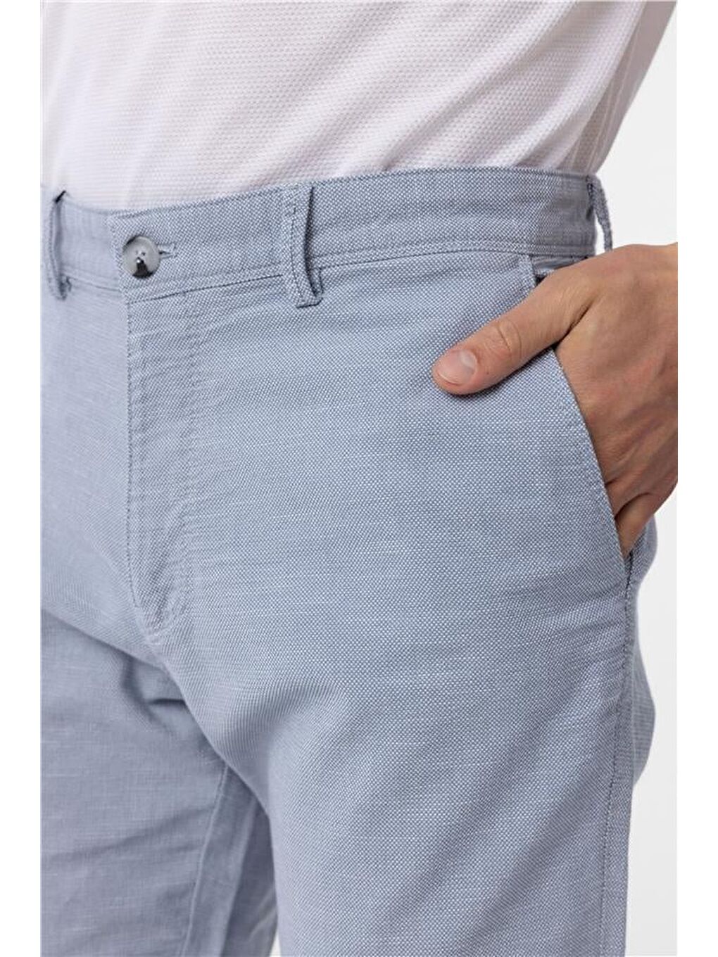 Mavi Slim Armürlü Pantolon-3