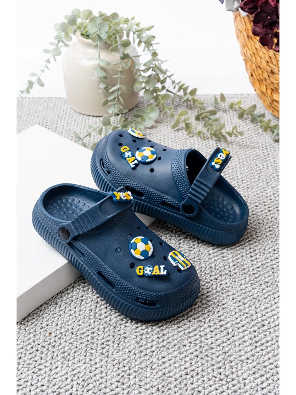 Lacivert Unisex Çocuk Figürlü Sticker Sandalet-terlik-1