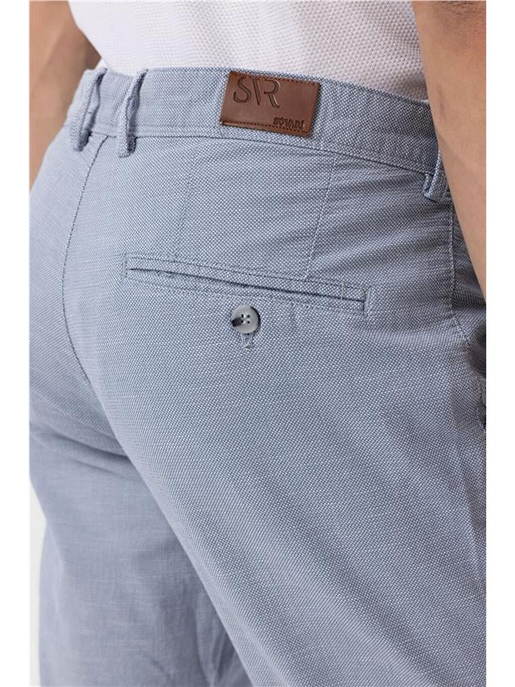 Mavi Slim Armürlü Pantolon-4