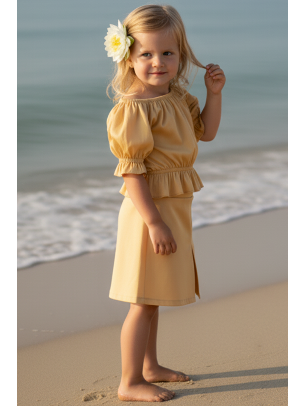 Sarı Kız Çocuk Alina Madonna Gold Etek Bluz Takım-2