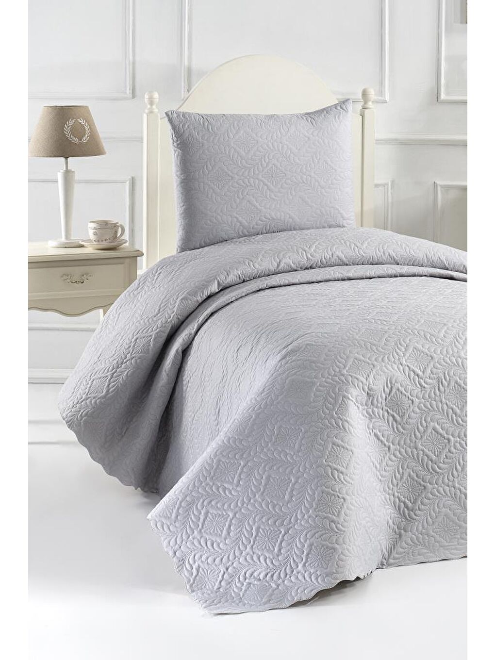 Ultrasonik Kapitoneli Elite Tek Kişilik Yatak Örtüsü Gri