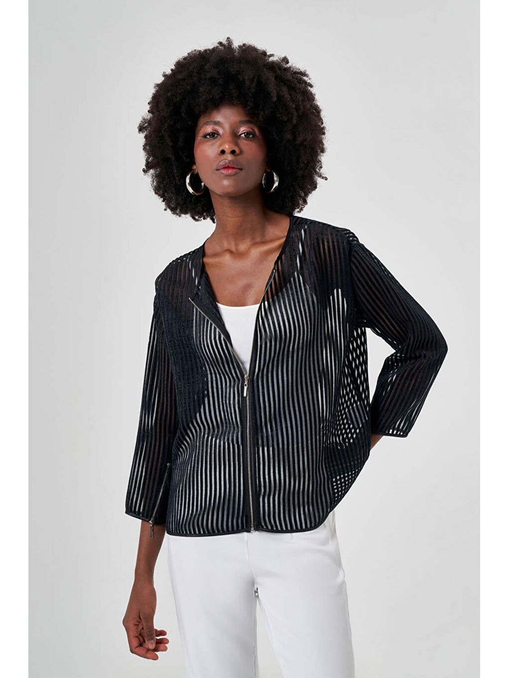 File Dokulu Siyah Ceket-3