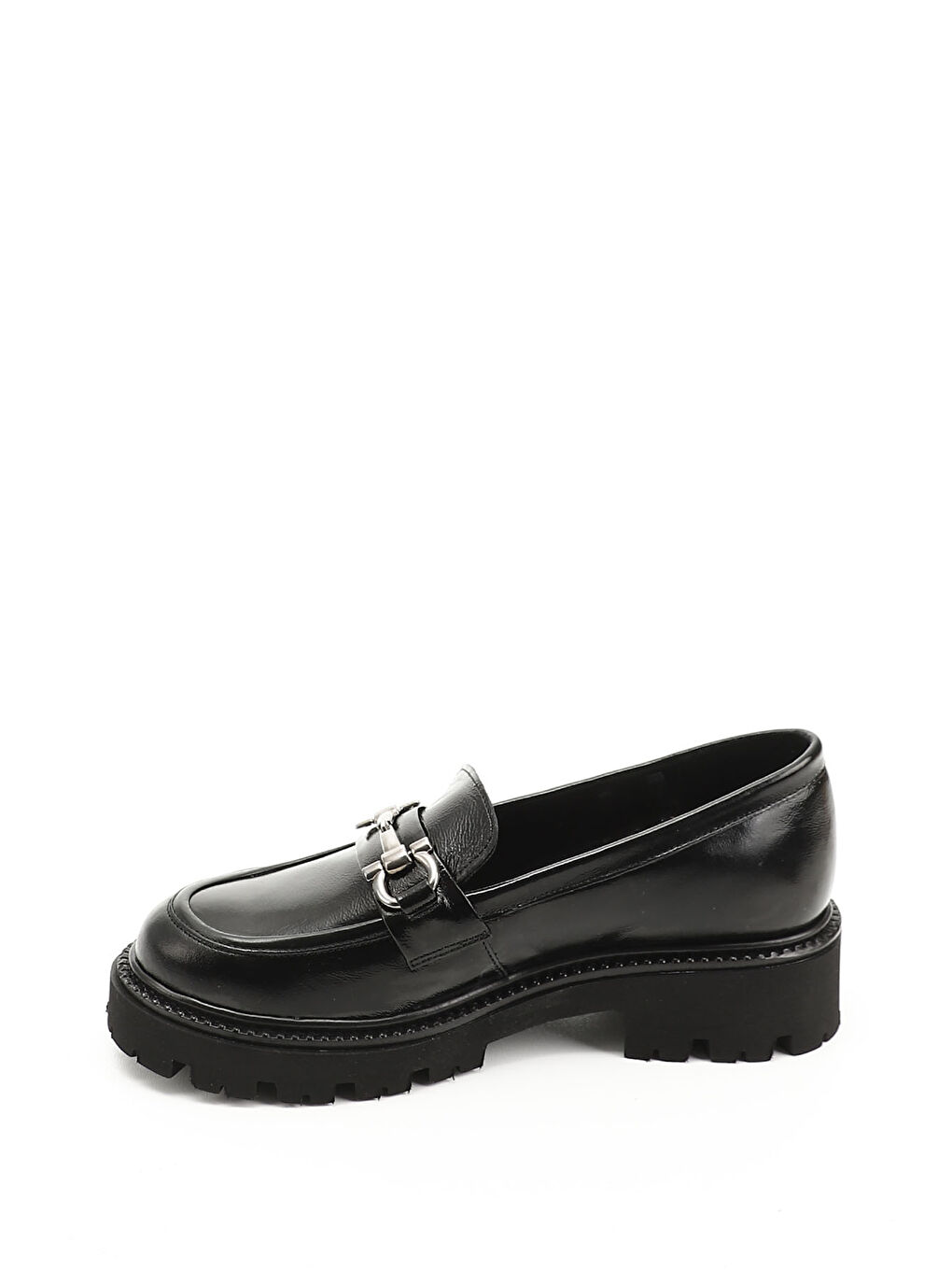 Kırmızı Kadın BAKIR-SİYAH Kalın Topuklu Tokalı Hakiki Deri Loafer Ayakkabı-1