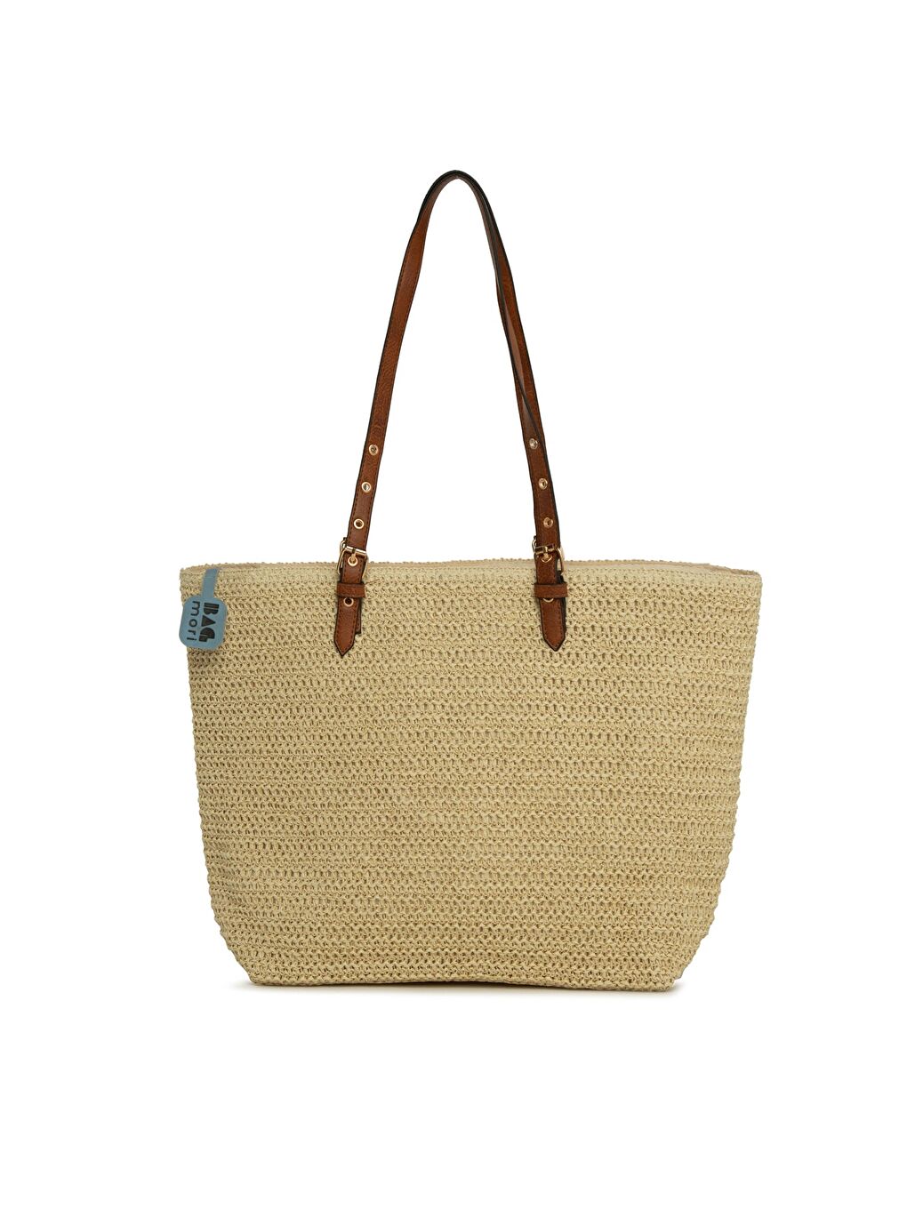 Ekru Kemer Detaylı Tote Hasır Çanta-3