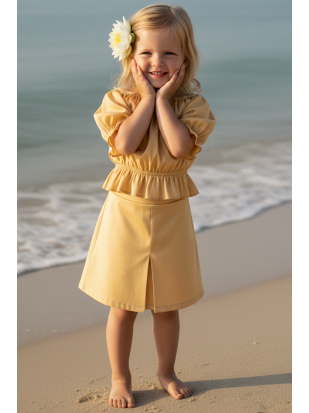Sarı Kız Çocuk Alina Madonna Gold Etek Bluz Takım-3