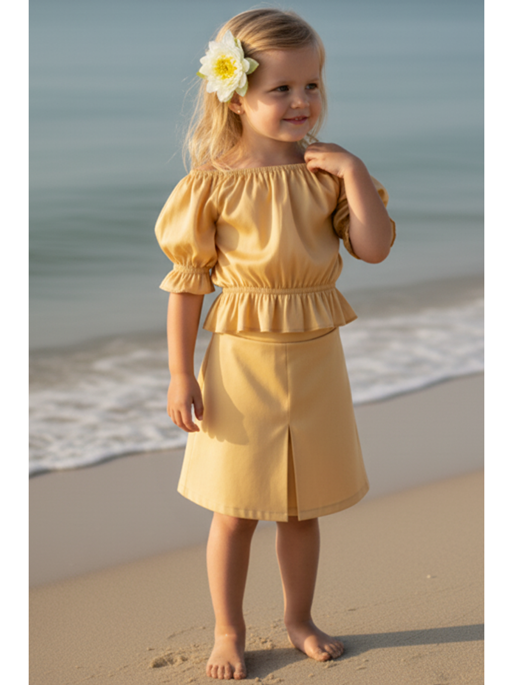 Sarı Kız Çocuk Alina Madonna Gold Etek Bluz Takım-4