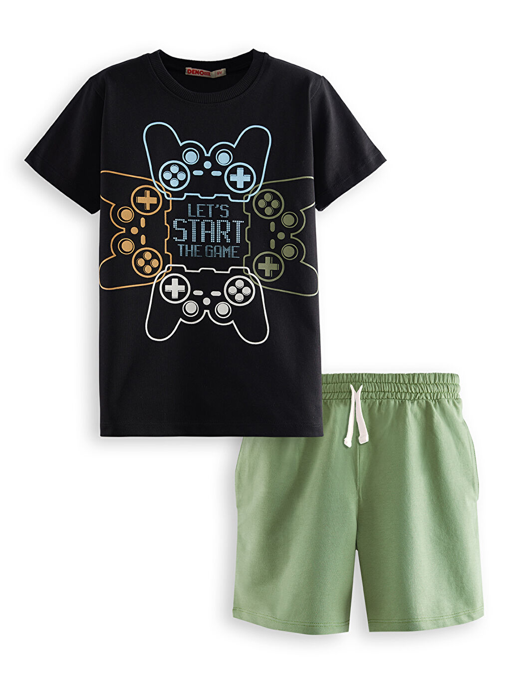 Siyah Start Game Erkek Çocuk Tişört Şort Takım-2