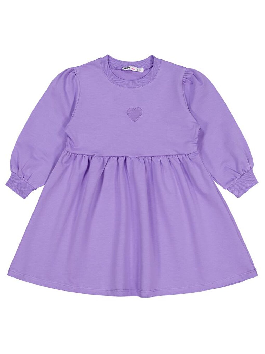 Mor Girls Kalp Nakışlı 2-5 Yaş Elbise