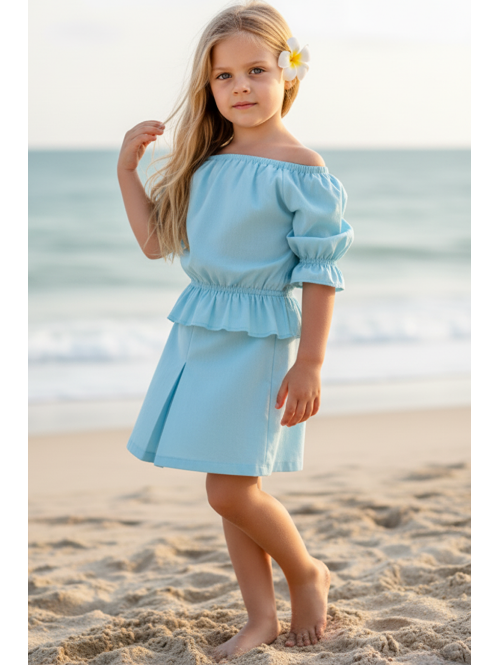 Turkuaz Kız Çocuk Alina Madonna Su Yeşili Etek Bluz Takım-2