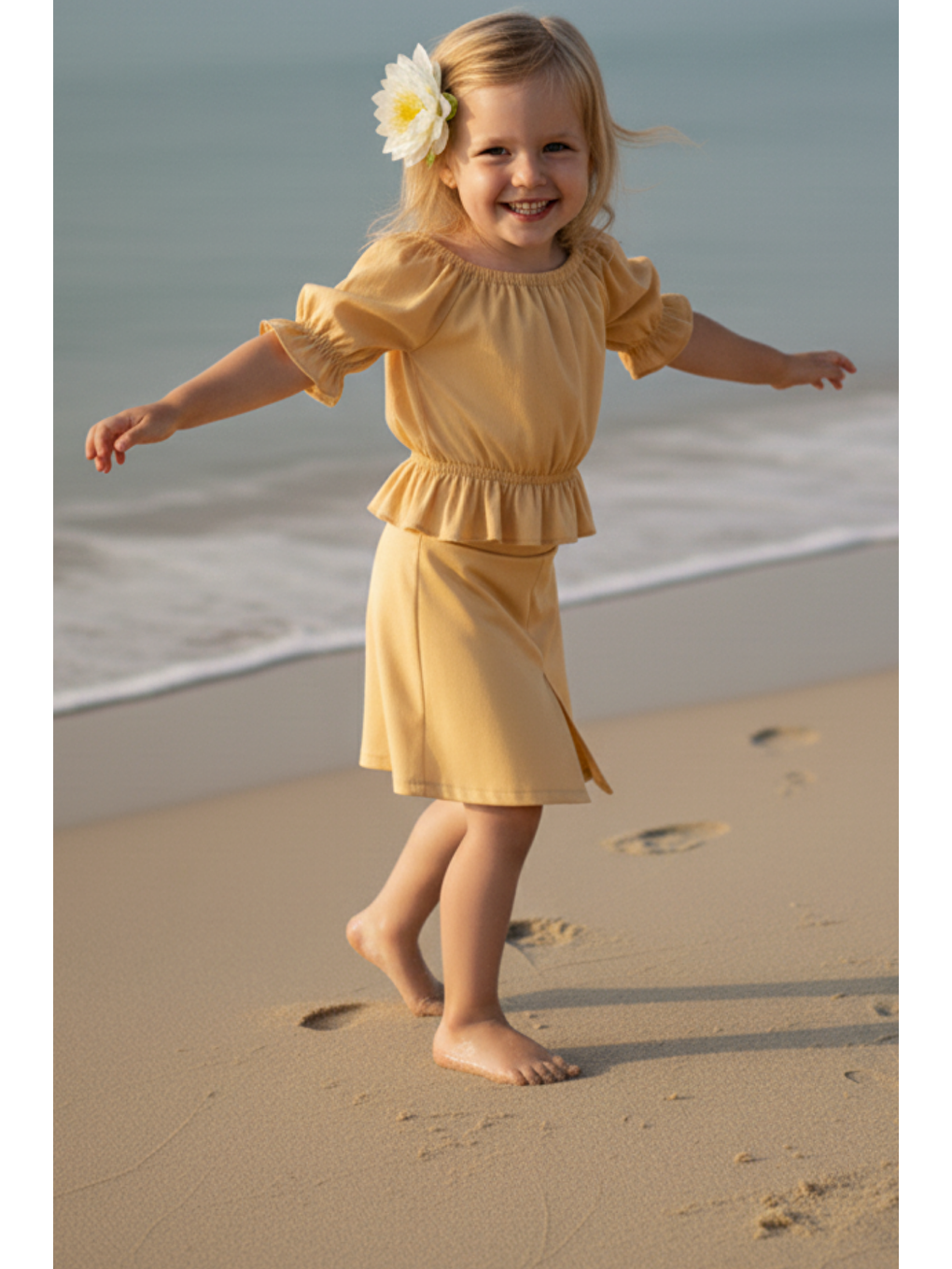Sarı Kız Çocuk Alina Madonna Gold Etek Bluz Takım-6
