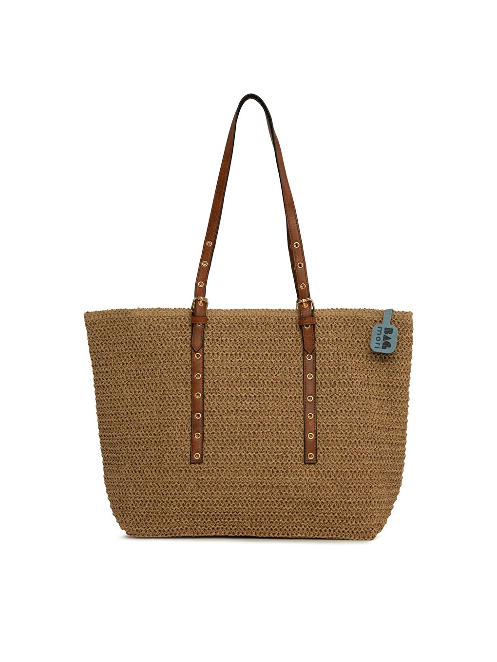 Bej Kemer Detaylı Tote Hasır Çanta