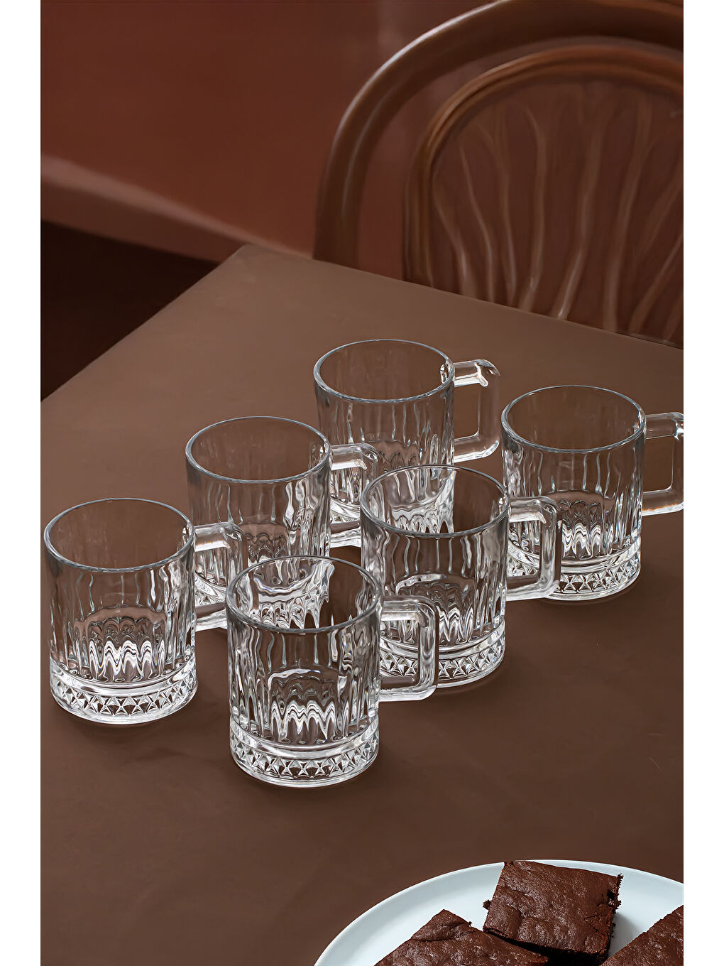 Renksiz 9200 Oslo 6'lı Cam Kulplu Kupa Seti - Çay Kahve Fincan Kupa Takımı 200 cc-1