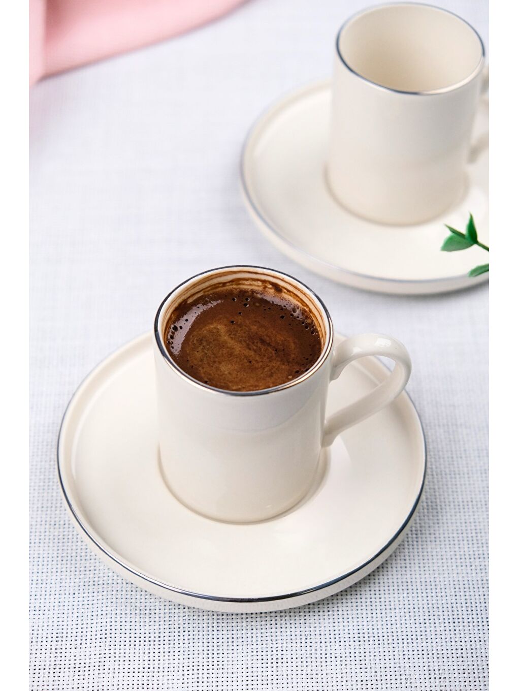Beyaz Porselen Platin Kahve Fincan Takımı Kelebek 90cc 2 Kişilik 4 Parça-1