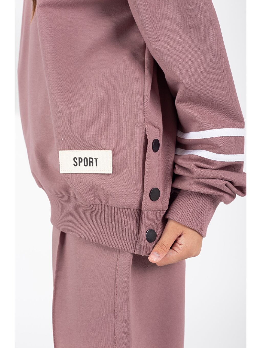 Pembe Kız Çocuk Sport Armalı Yan Çıtçıt Detaylı Eşofman Takımı M00759-1