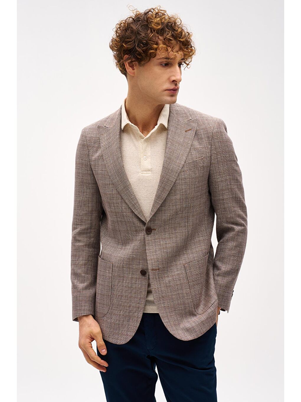 Kahverengi Erkek Kahve  / Rahat Kalıp Geniş Kırlangıç Ceket-1