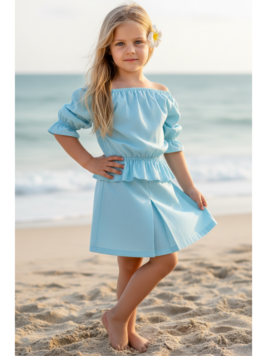 Turkuaz Kız Çocuk Alina Madonna Su Yeşili Etek Bluz Takım-5