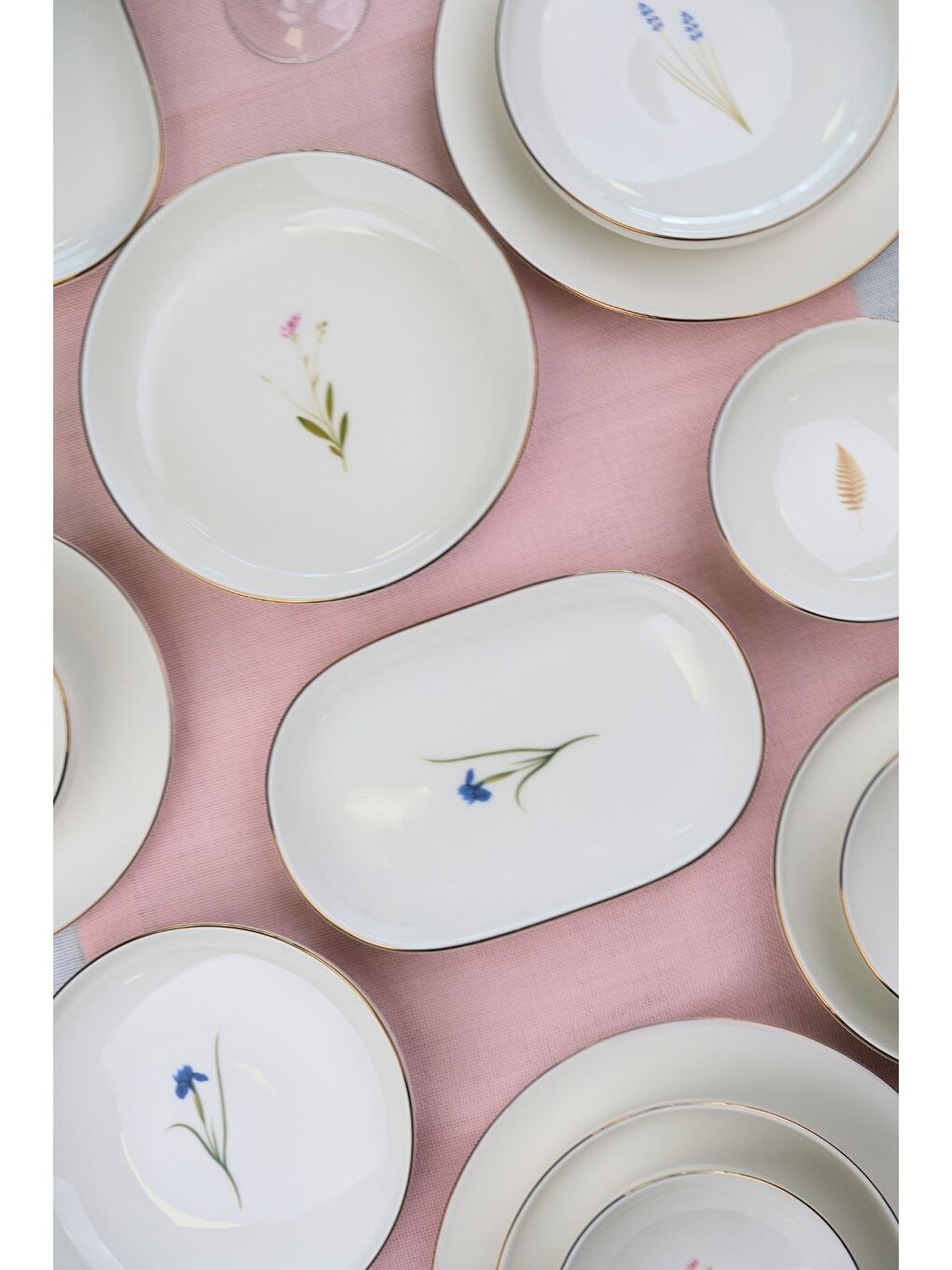 Beyaz Porselen Natura Karma Altın Yaldız Yemek Takımı Salata Kaseli 6 Kişilik 27 Parça-2