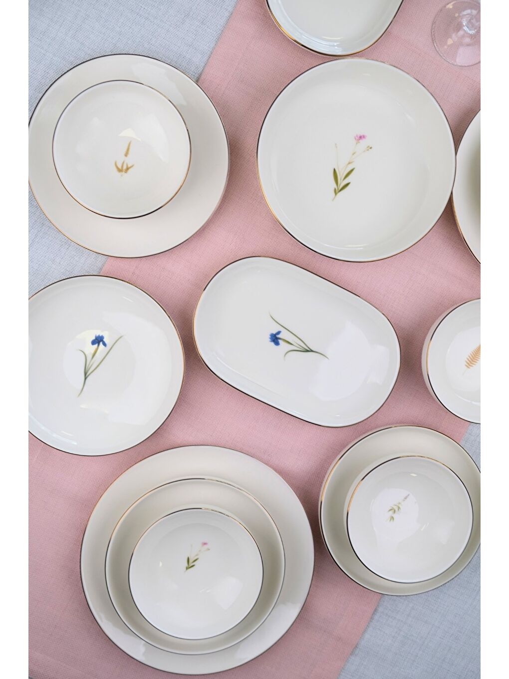 Beyaz Porselen Natura Karma Altın Yaldız Yemek Takımı Salata Kaseli 6 Kişilik 27 Parça-3