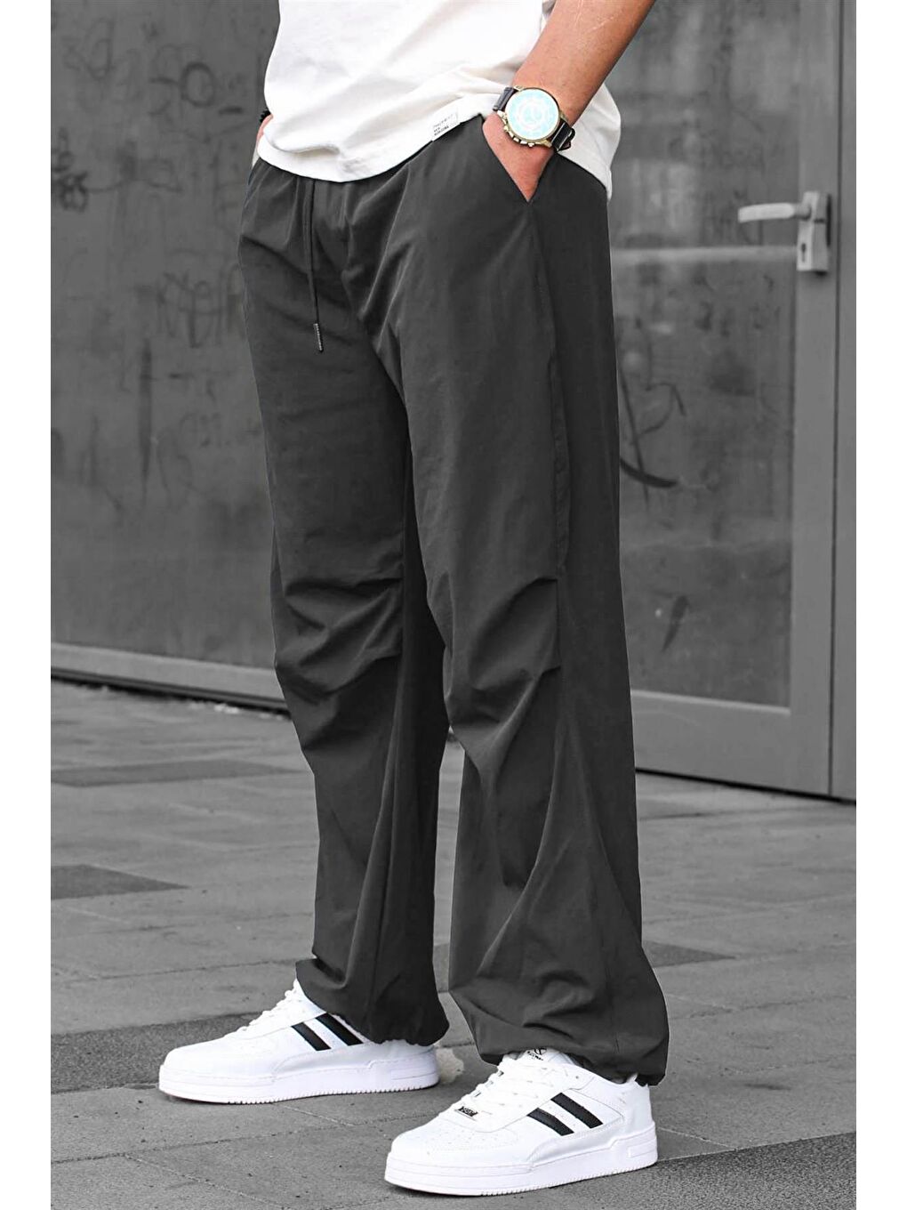 Antrasit Regular Fit Erkek Paraşüt Pantolon 6504-1