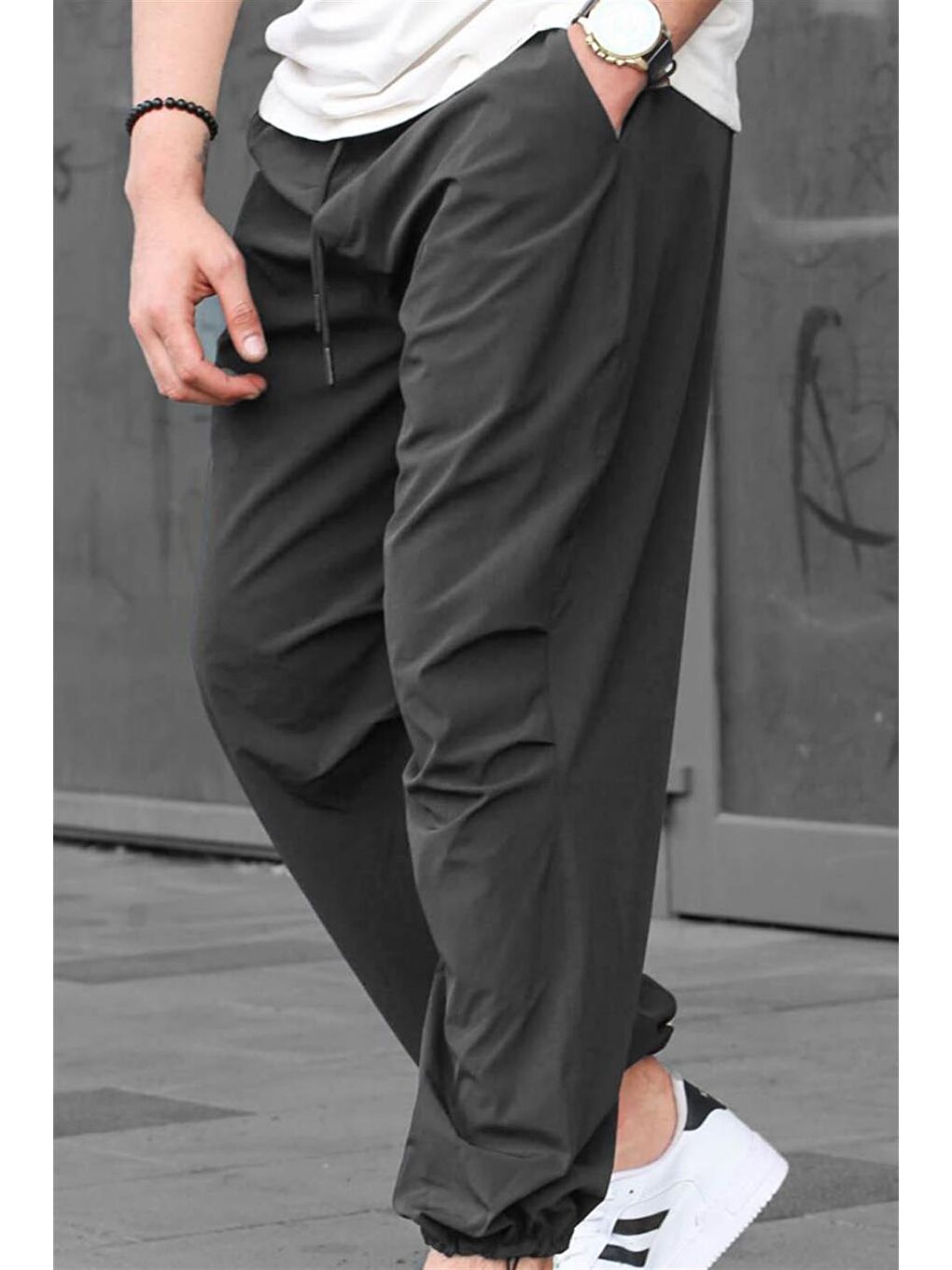 Antrasit Regular Fit Erkek Paraşüt Pantolon 6504-2