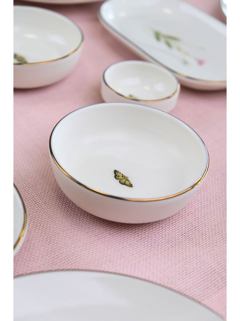 Beyaz Porselen Natura Karma Altın Yaldız Kahvaltı Takımı 6 Kişilik 20 Parça-2