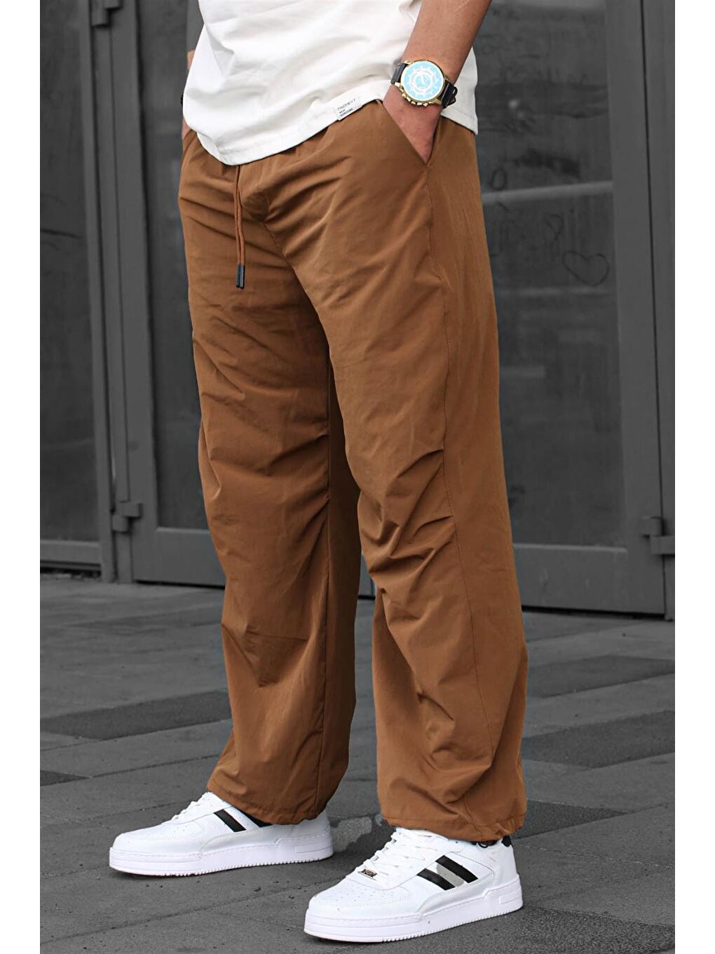 Kahverengi Regular Fit Erkek Paraşüt Pantolon 6504-1