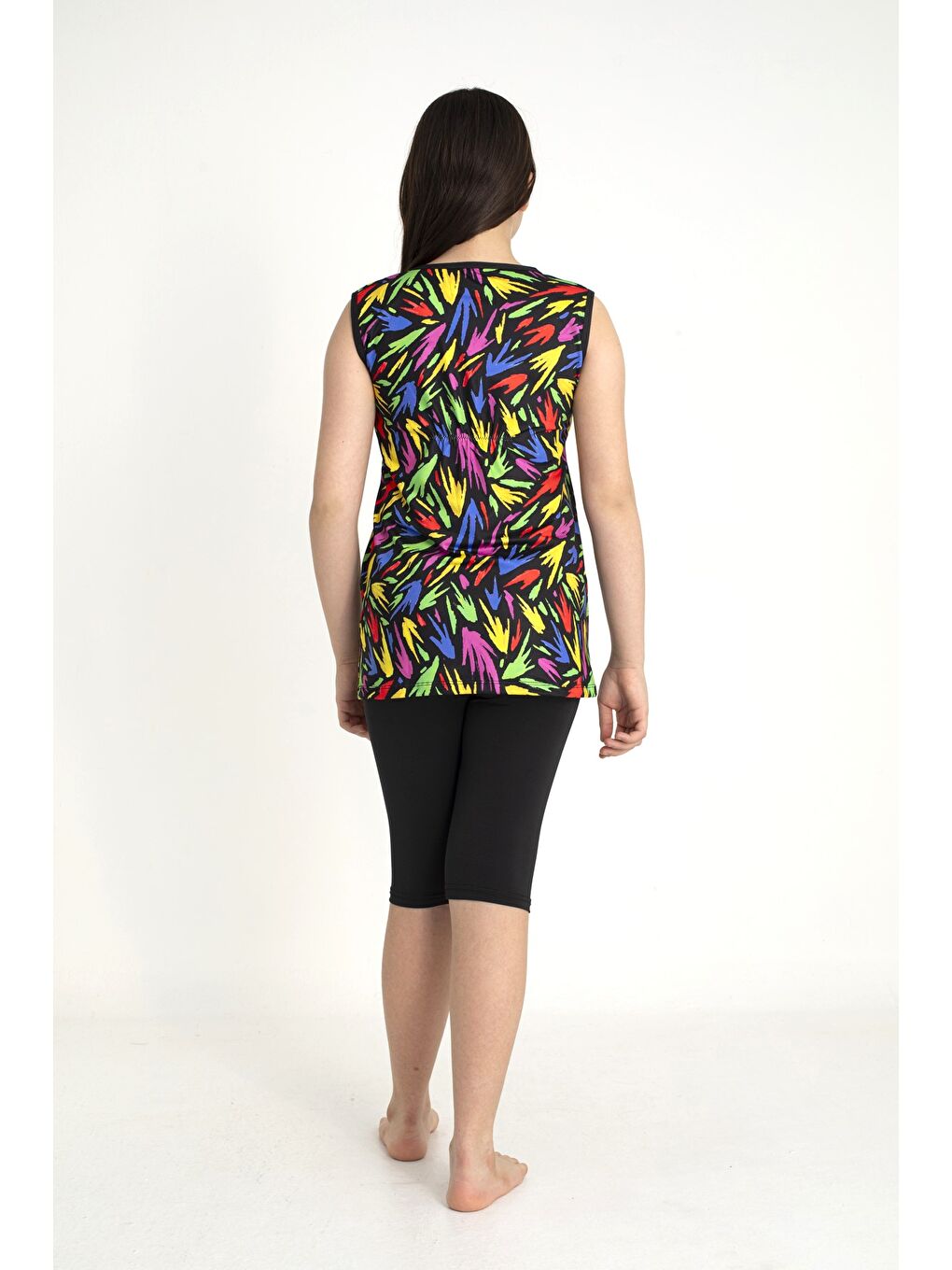 Siyah Kolsuz Taytlı Kız Çocuk Mayo SB3504-3