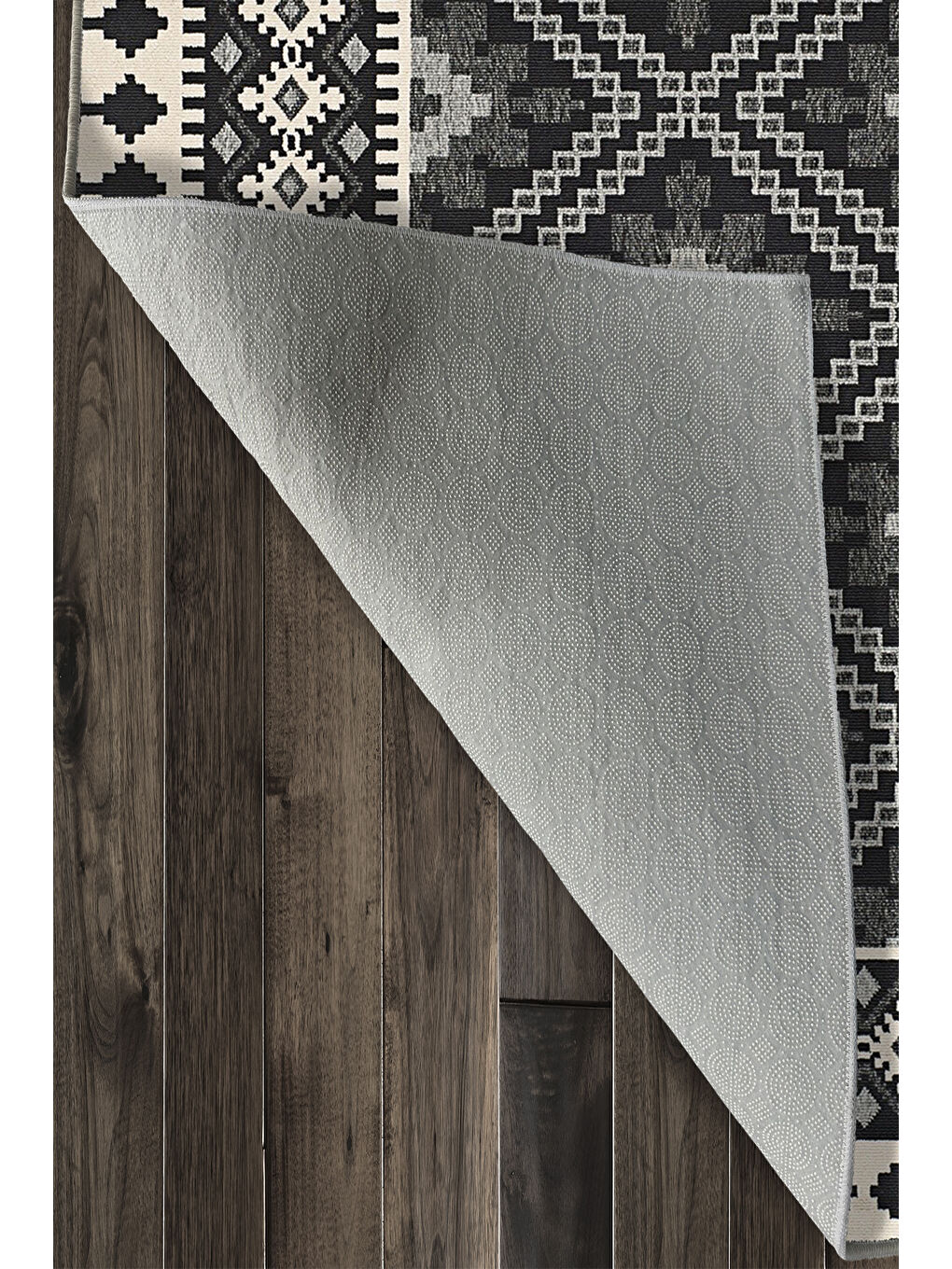 Gri Dekoratif Özel Tasarım Yıkanabilir İnce Kaymaz Tabanlı Modern Halı KECE FR47-4