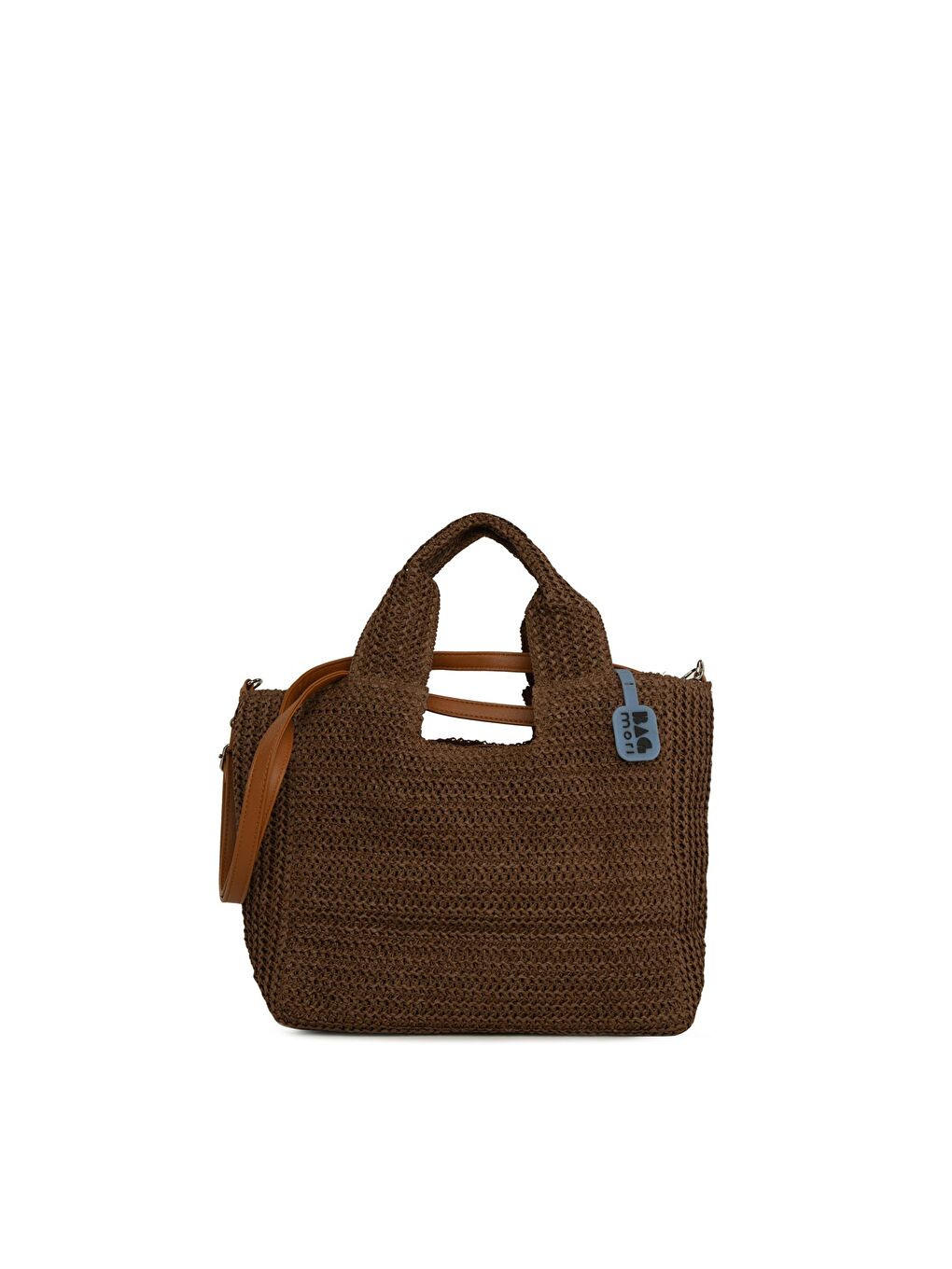 Kahverengi Uzun Askılı El Tutmalı Hasır Çanta