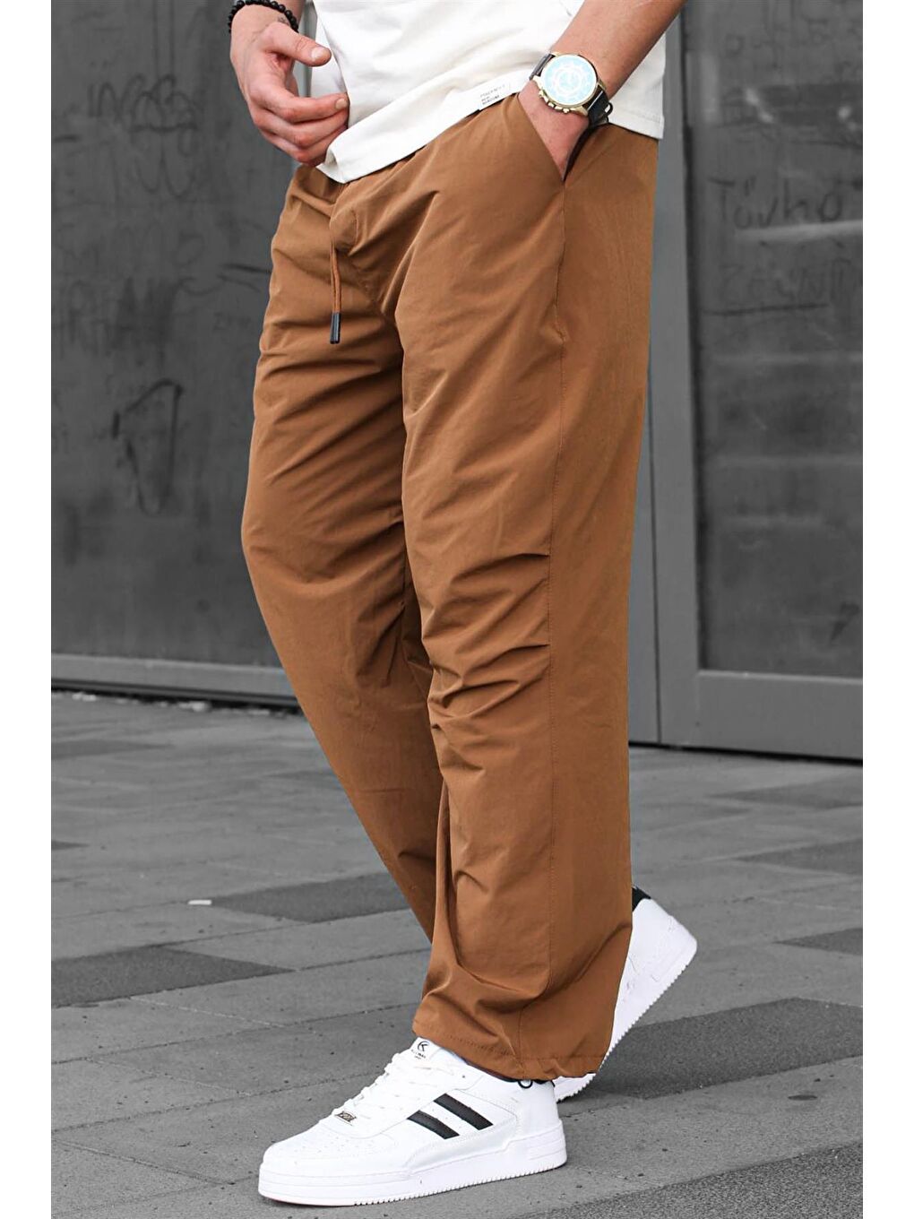 Kahverengi Regular Fit Erkek Paraşüt Pantolon 6504-2