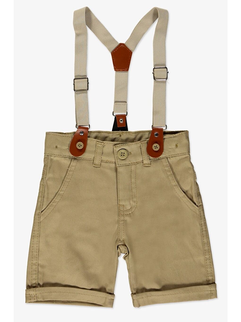 Kahverengi Kısa Pantolonlu, Gömlekli Sapes Erkek Çocuk Takım MNK6298-3