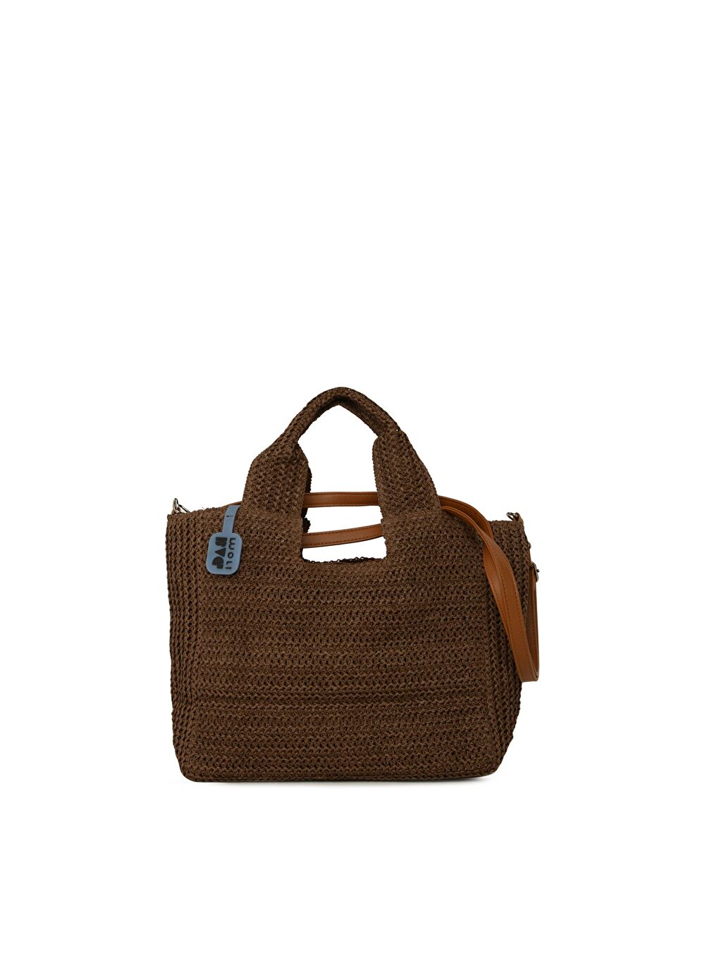 Kahverengi Uzun Askılı El Tutmalı Hasır Çanta-2